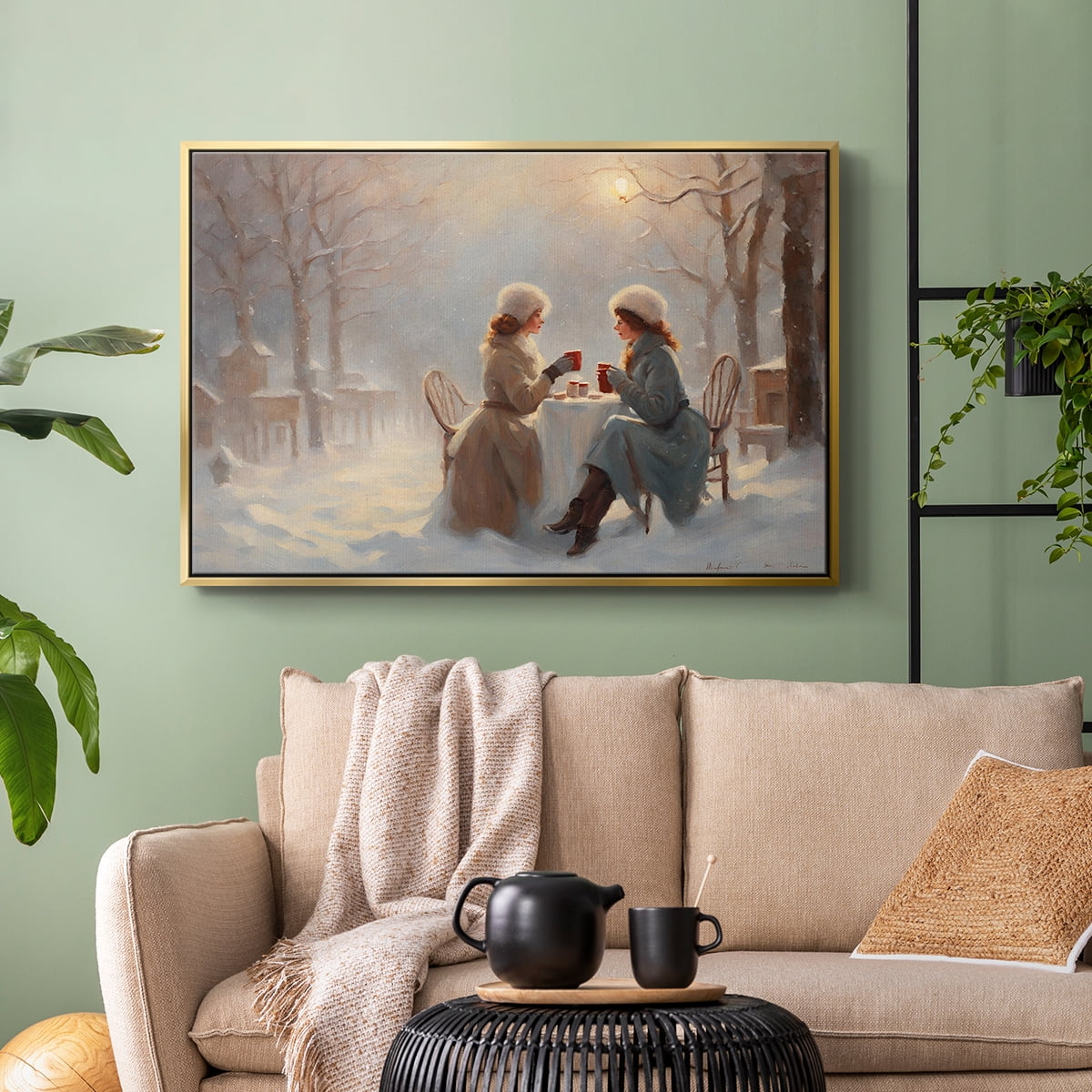Vintage Landscape-CXC By Wexford Home Framed in Gold Wood Gallery Wrapped Canvas 27 in. x 41 in.