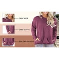 thumbnail image 4 of LANREMON Fall Long Sleeve Oversized T Shirts for Women Casual Round Neck Trendy Plus Size Tunic Tops Blouse with Pockets Redwine 16 Plus, 4 of 5