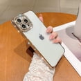 thumbnail image 3 of Compatible with iPhone 14 Pro Max Case Glitter Plating Luxury Bling Rhinestones Diamond Cover for Women Girls Clear Soft TPU Camera Protector Shockproof Case for 14 Pro Max 2022 (Gold), 3 of 6