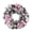 A - Pink, variant on Aximioll Christmas Mauve Pink Frosted Wreath 4 x 8 in, Snowy Evergreen Needles and Swirl Lollipop Bauble Accents, Winter Doorway Ring for Front Porch and Living Room Wall