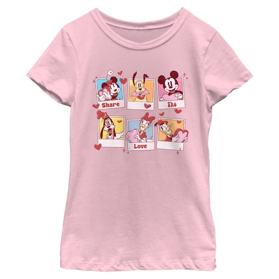 Girls Mickey & Friends Share The Love Polaroids T Shirt