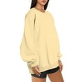 thumbnail image 2 of VANLOFE Women's Solid Color Long Sleeve Sweatshirt Crewneck Sweatshirt for Women Women's Fashion Warm Beige Sweatshirt XL, 2 of 6