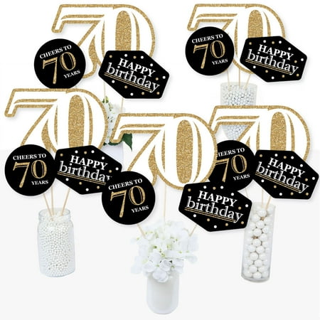 Adult 70th Birthday Gold Birthday Party Centerpiece Sticks