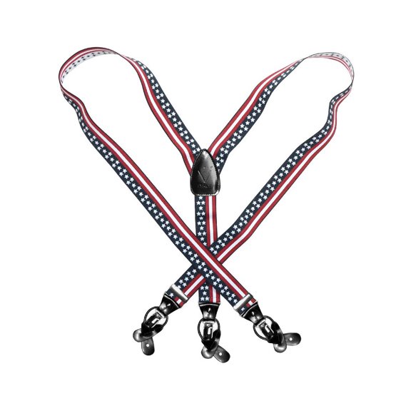 Men's USA AMERICAN FLAG Patriotic SUSPENDERS Y Shape Elastic Buttons & Clips