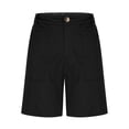 thumbnail image 5 of Bermuda Shorts for Women Knee Length Stretch Casual Pants Summer High Waisted Beach Vacation Long Shorts with Pockets Black L, 5 of 6