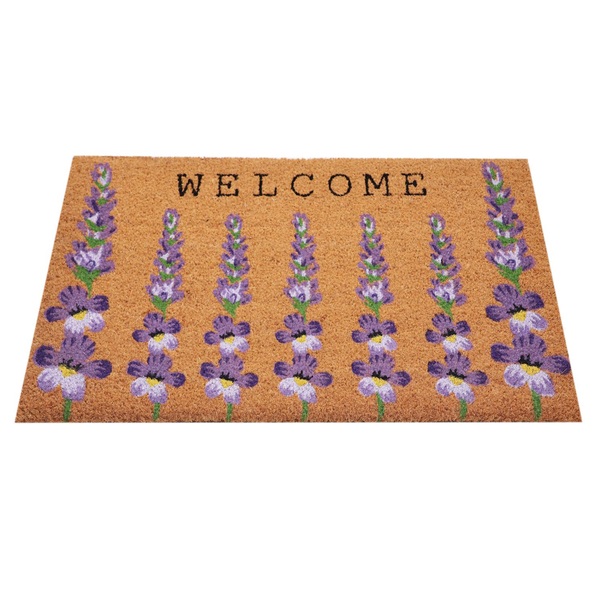 First Concept 18 in. W X 30 in. L Natural Floral Coir Door Mat