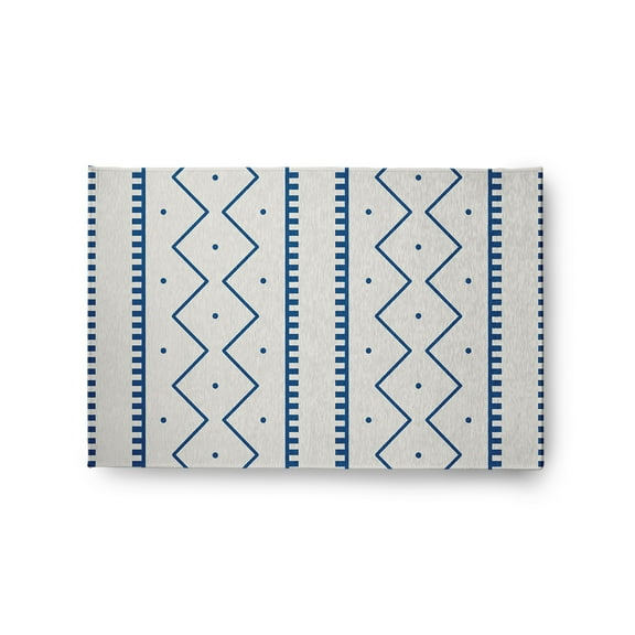 Simply Daisy 2' x 3' Dark Cobalt Blue Mudcloth Spring Chenille Indoor/Outdoor Rug