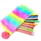 thumbnail image 2 of Estuche para lápices de arcoíris, bolsa de almacenamiento de papelería de gran capacidad, bolsa de cosméticos láser con bola de peluche de moda para mujeres y niñas, 2 of 4