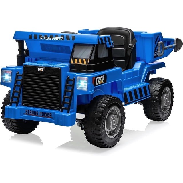 12v Ride on Dump Truck,Ride on Dump Truck for 4-8 Years,4WD Construction Vehicle with Remote Control,Electric Dump Bed & Shovel,Bluetooth Music,2 Speeds,Blue (customized)