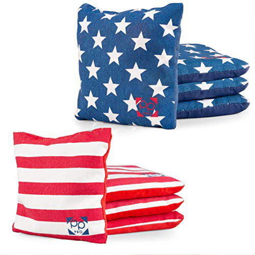 Corn Filled Cornhole Bags Set of 8 Bright American Flag Bean Bags for Corn Hol 