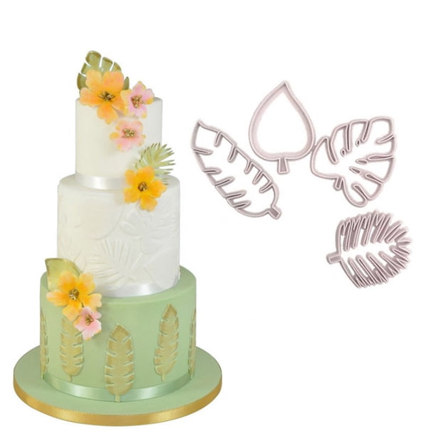 Decoración de tartas Luau Jadeshay 4 piezas hojas tropicales cortador de galletas fondant