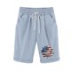 thumbnail image 1 of Pantalones Cortos Casuales para Mujer Día de la Independencia Impreso Elástico de la Cintura, Pantalones Cortos de Verano para Mujeres, 1 of 4