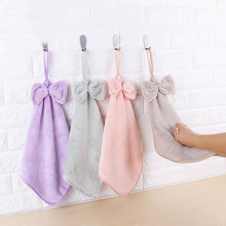 

ruhuadgb Wipe Towel Hanging Delicate Washing Kitchen Towel Bowknot Fadeless for Bathroom