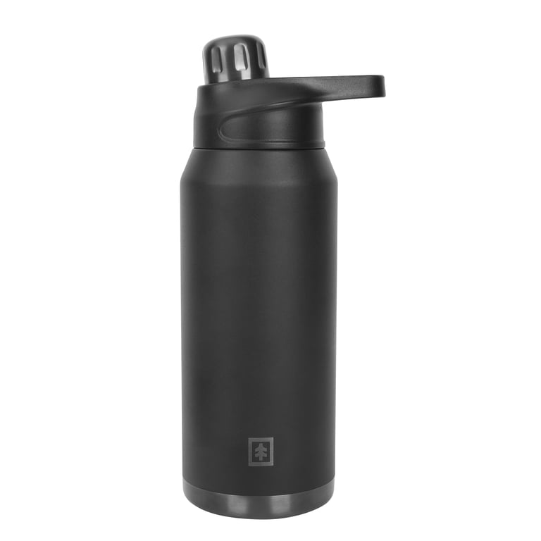 Swiss Tech Flasche Black 27oz Magnetic Cap Water Bottle, Triple-Wall Stainless, BPA-Free
