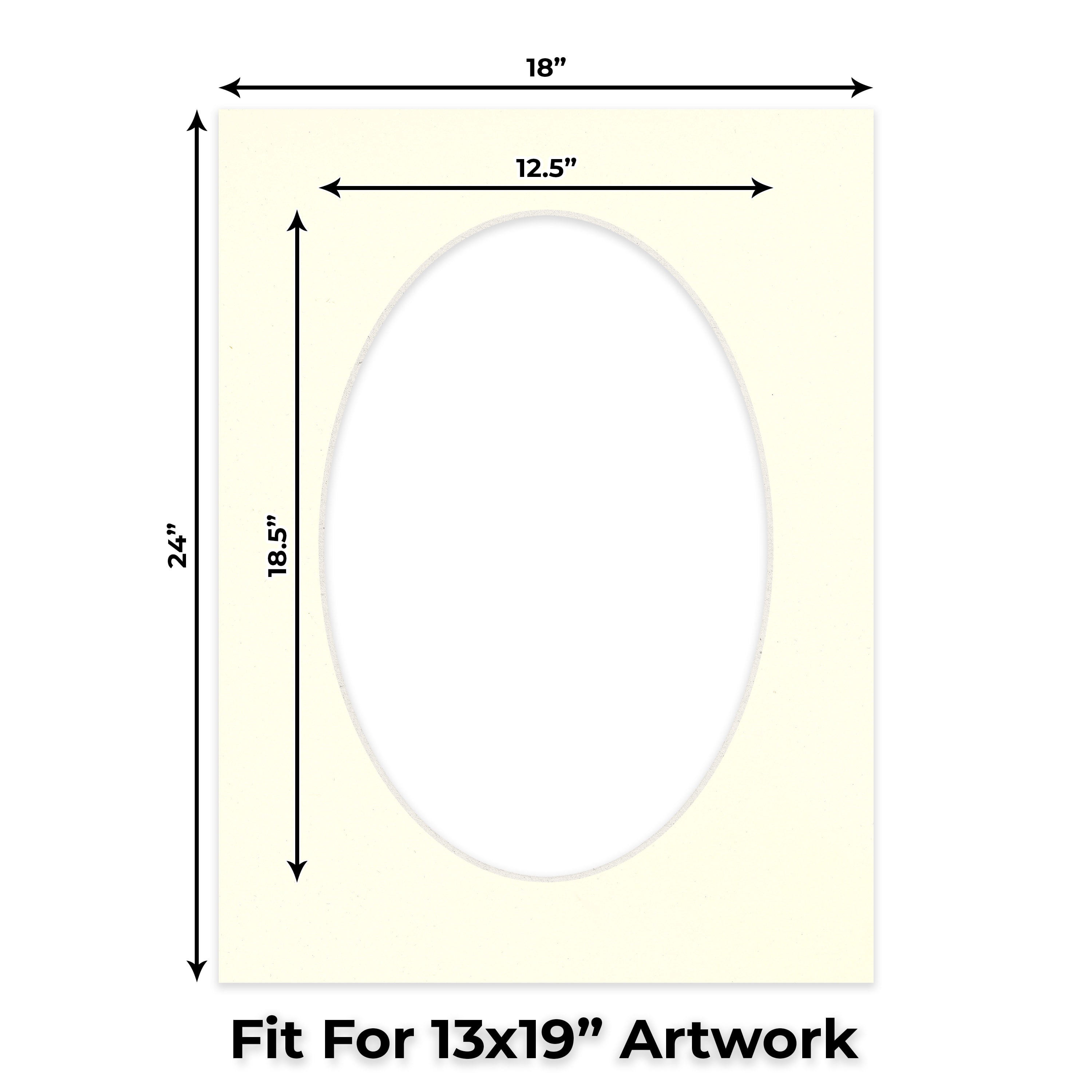 Cream Linen Picture Frame Mat for 18x24 Frames - Oval Opening for 13x19 Photos - 1 Mat