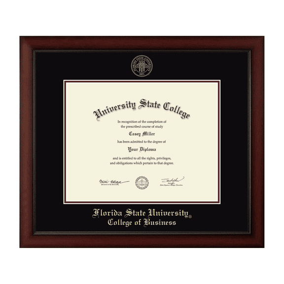 Framerly - FSU Business Diploma Frame with Black and Maroon Mat