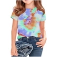 thumbnail image 2 of ITSAME Shirts for Girls, Comfortable Round Neck Tie-Dye Print Summer Casual Fashion Pullover Tops Orange 3-4T, 2 of 5