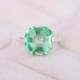 thumbnail image 3 of Solitaire Asscher Cut Green Sapphire Ring, 925 Sterling Silver Vintage Ring, Large Heavy Ring, Statement Ring, Gift For Her, 3 of 5