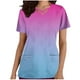 thumbnail image 2 of Fiudx Ofertas Flash Del Día Top de Ropa de Enfermería con Bolsillo y Cuello En V de Manga Corta de Color Degradado Informal a La Moda para Mujer, 2 of 5
