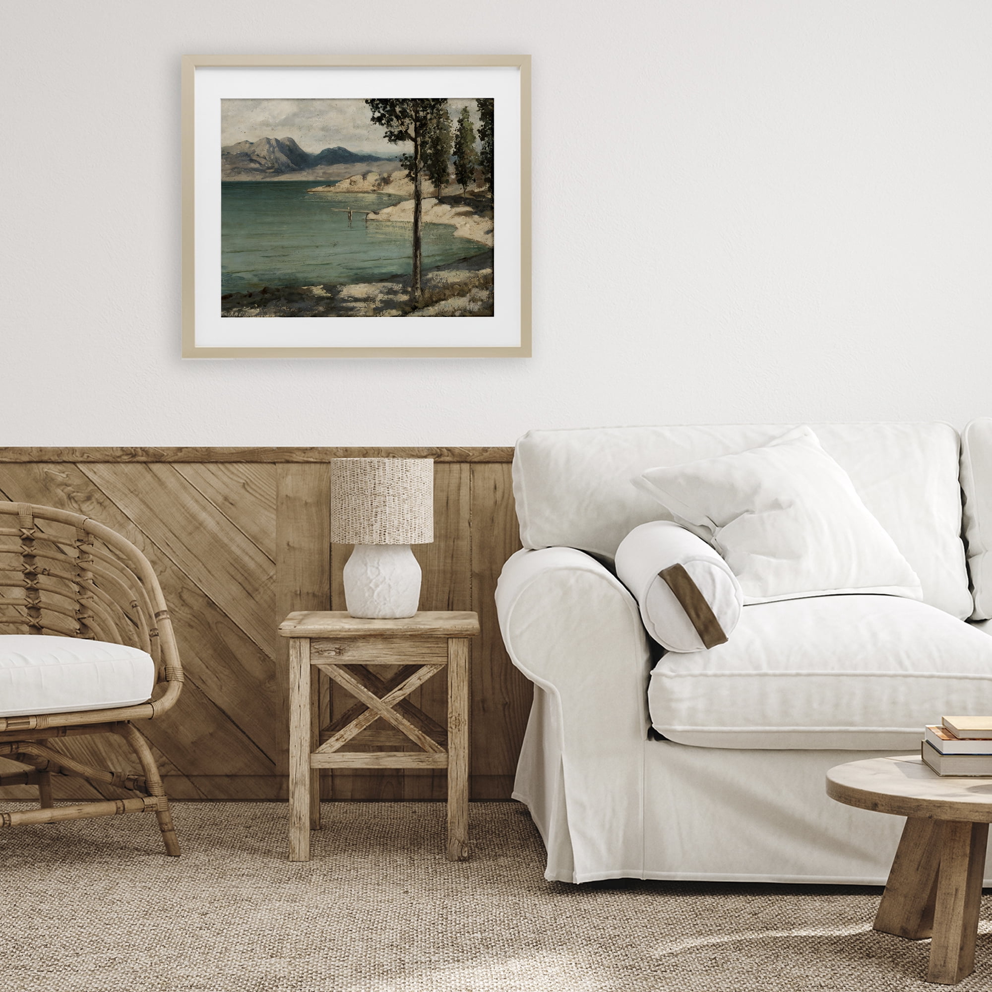 Stupell Industries Tranquil Shore with Trees Birch Framed Print Under Glass, design by Arlington Prints
