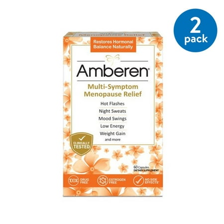 (2 Pack) Amberen, Multi-Symptom Menopause Relief Capsules, 60 (Best Women's Formula For Menopause)