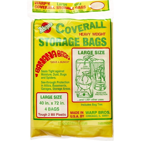 Warp Bros. Storage Bags Set of 3 CB-40 Banana Bags - Extra Large - 40" x 72", Yellow