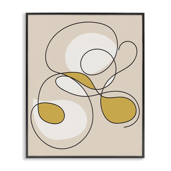 Stupell Industries Mid-Century Line Doodle with Yellow Black Framed Giclee Art, 11 x 14, by Lil' Rue