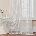 thumbnail image 5 of EFINNY White Lace Curtains 79 Inches Long for Living Room Bedroom, Scalloped Sheer Curtains Rose Floral Embroidered Farmhouse Window Drapes Vintage European Tulle Retro Style, Rod Pocket, 2 Panels Set, 5 of 7