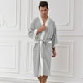 thumbnail image 4 of successthop Mens Waffle Robe Plus Size Long Bathrobe with Pockets Cozy Oversized Housecoat Bath Belted Solid Sleepwear, 4 of 7