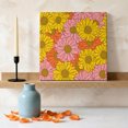thumbnail image 3 of Ships Next Day Canvas Wall Art 16"x16", Pink Orange Yellow Daisy Wood Framed Canvas Print Painting, Spring Floral Botanical Ready to Hang Picture Wall Decor for Home Bedroom Kitchen Office, 3 of 9