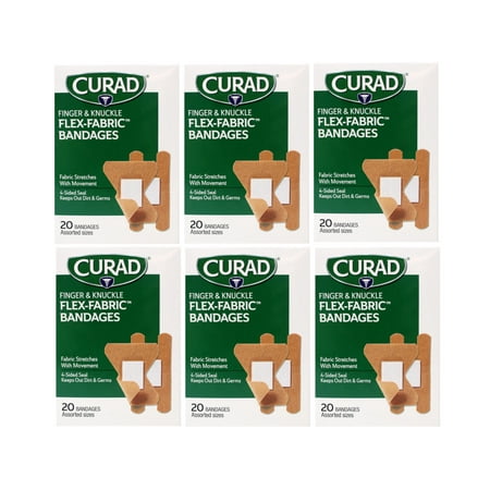 Curad Flex-Fabric Fingertip & Knuckle Bandages, Assorted 20 ea (Pack of 6)