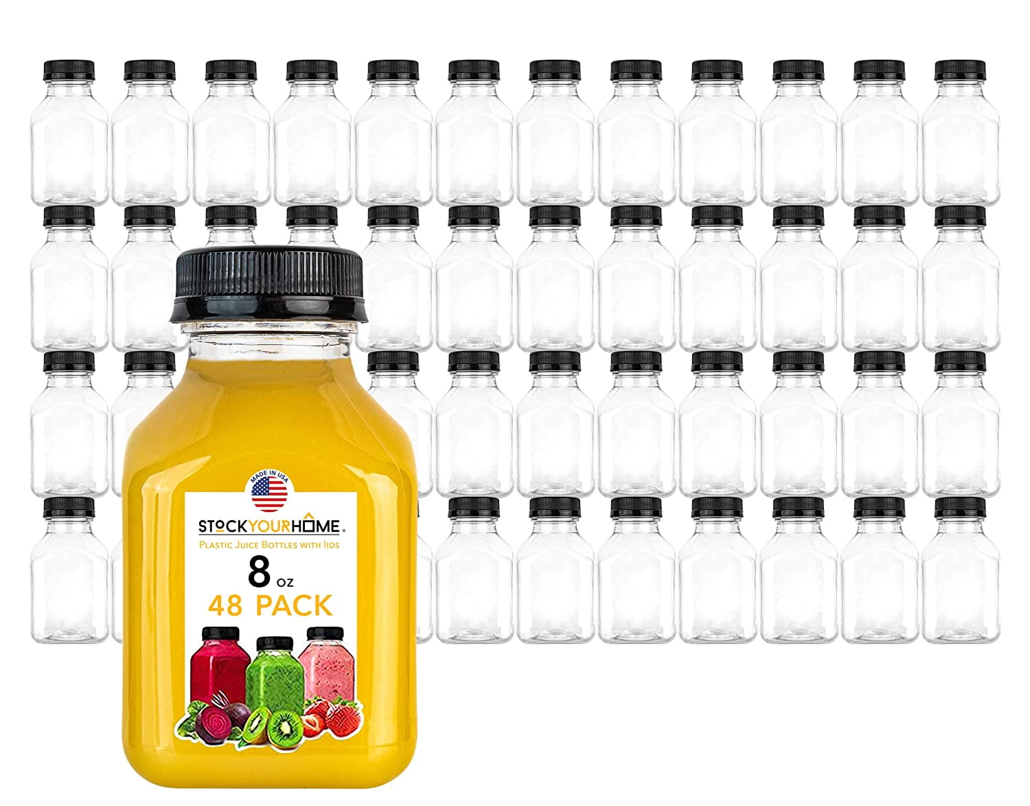11/8Pcs Plastic Empty Drink Container Bottles w/Lid for trip Juice Milk Outdoor 