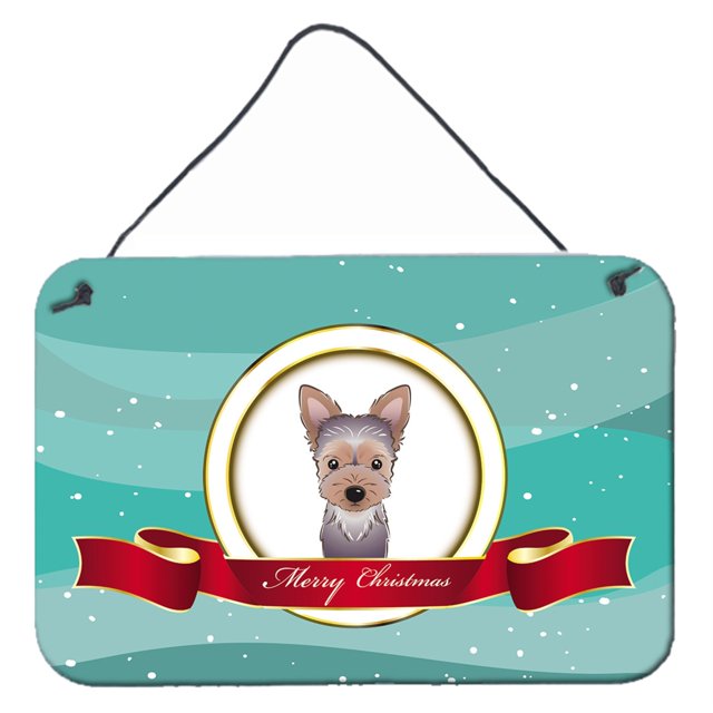 Caroline's Treasures Yorkie Puppy Merry Christmas Wall o impresiones para colgar en la puerta BB1542DS812, 8HX12W Caroline's Treasures BB1542DS812