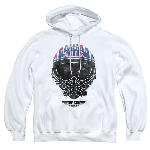 Top Gun Maverick Helmet Adult Pull-Over Hoodie, White, Large