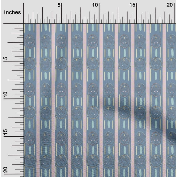 oneOone Polyester Lycra Grayish Blue Fabric Stripe & Women Face Diy Clothing Quilting Fabric Print Fabric By Yard 56 Inch Wide