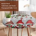 thumbnail image 4 of Grey Gnomes Christmas Round Tablecloth, Fitted Table Cover with Elastic for 45"-54" Round Tables, Xmas Ball Gifts Snowflake Table Cloth Outdoor Indoor Dinning Party Waterproof Tablecloths, 4 of 7