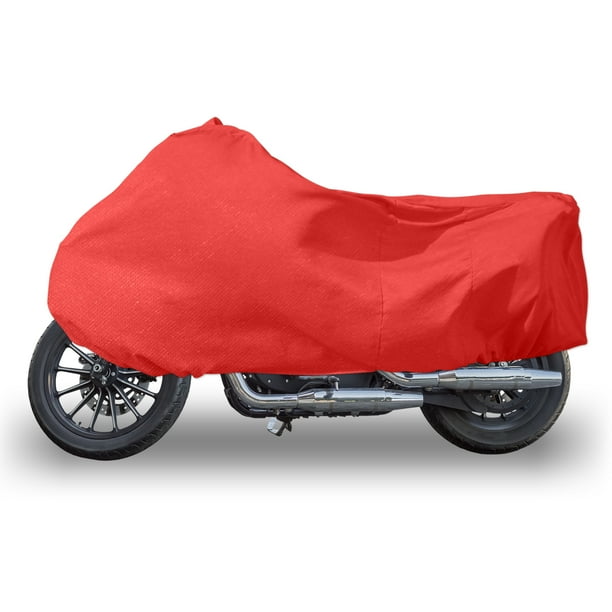 Motocicleta Cubierta Estiramiento Elástico Tela Protección Motos Rojo M