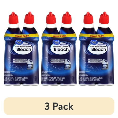(3 pack) Great Value Residential Bathroom Cleaner Value Pack with Toilet Bowl Cleaner with Sodium Hypochlorite, Fresh Scent, 24 fl oz, 1 Pack