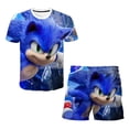 thumbnail image 3 of Traje de camiseta Sonic 4-14T Traje de verano para niños y niñas con estampado 3D de Sonic Traje de patrón de camisetas de manga corta para niños, 3 of 5