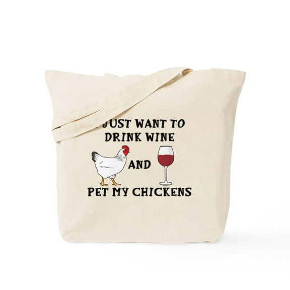 CafePress - Chickens And Wine Tote Bag - Unisex Canvas Tote Bag, Beige, 1-Piece