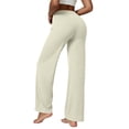 thumbnail image 3 of VBVC Women's High Waisted Wide Leg Pants , Quick-Dry Yoga Pants For Women,Ladies' Stretchy Athleisure Trousers with Pockets,Beige,XS-XL, 3 of 6