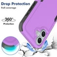 thumbnail image 4 of Defender Case for iPhone 16 6.1'' - Heavy Duty 1 in 1 Design Rugged Full Body Dustproof Shockproof Bumper Non-Slip Protective Cover,Purple,For iPhone 16, 4 of 10