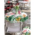 thumbnail image 5 of Outdoor Tablecloth with Umbrella Hole for Patio/Picnic/Party/Camping, Pink Flamingo Waterproof Table Cloth Round Cover Washable, Summer Tropical Palm Leaves Butterflies (Dia 60"), 5 of 9