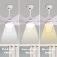 thumbnail image 3 of 52" White Ceiling Fans with Noiseless DC Motor and LED Lights Remote Control Modern Ceiling Fan Bedroom Ceiling Fan with 3 LED Light Colors, 3 of 7