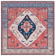 thumbnail image 3 of SAFAVIEH Tucson Barrfind Traditional Machine Washable Area Rug, 6' x 6' Square, Rust/Blue, 3 of 15