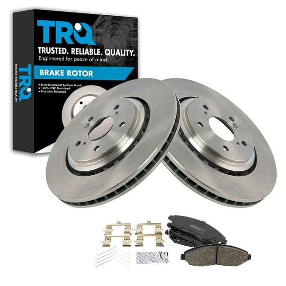 TRQ Front Brake Pad & Rotor Kit Brake Pads Brake Rotor Ceramic Fits Select 2014-2016 Acura MDX