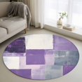 thumbnail image 3 of Abstract Purple Round Area&nbsp;Rug 4ft Gray Graffiti Mottled Color Block Modern Art Non-Slip&nbsp;Washable Circle Rugs Soft Felt Indoor Floor Mat for Bedroom Kitchen Living Room Bathroom, 3 of 9