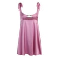 thumbnail image 5 of Women Tie-up Satin Dress, Adults Sleeveless Solid Color U-Shaped Neck Cutout One-piece, 5 of 10