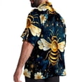 thumbnail image 3 of Starry Bees in the Sky Men's Short Sleeve Poplin Shirt, Casual Printed Button Down, Summer Beach Hawaiian Shirts, Unisex, 3 of 6