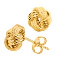 thumbnail image 1 of 14k Gold Shiny And Textured Triple Row Love Knot Stud Earrings, 10mm, 1 of 1